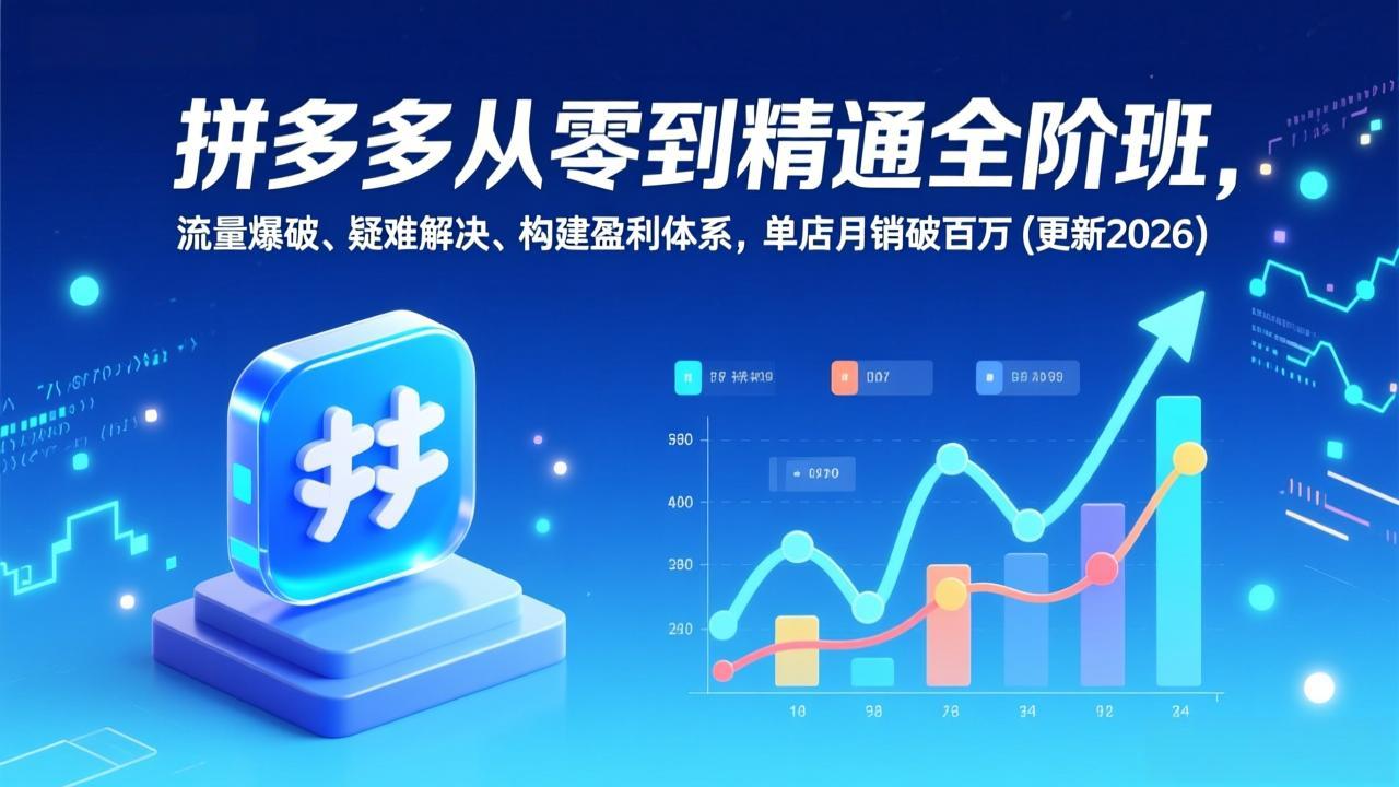 拼多多从零到精通全阶班，流量爆破、疑难解决，构建盈利体系，单店月销破百万(更新2026-百川聊项目