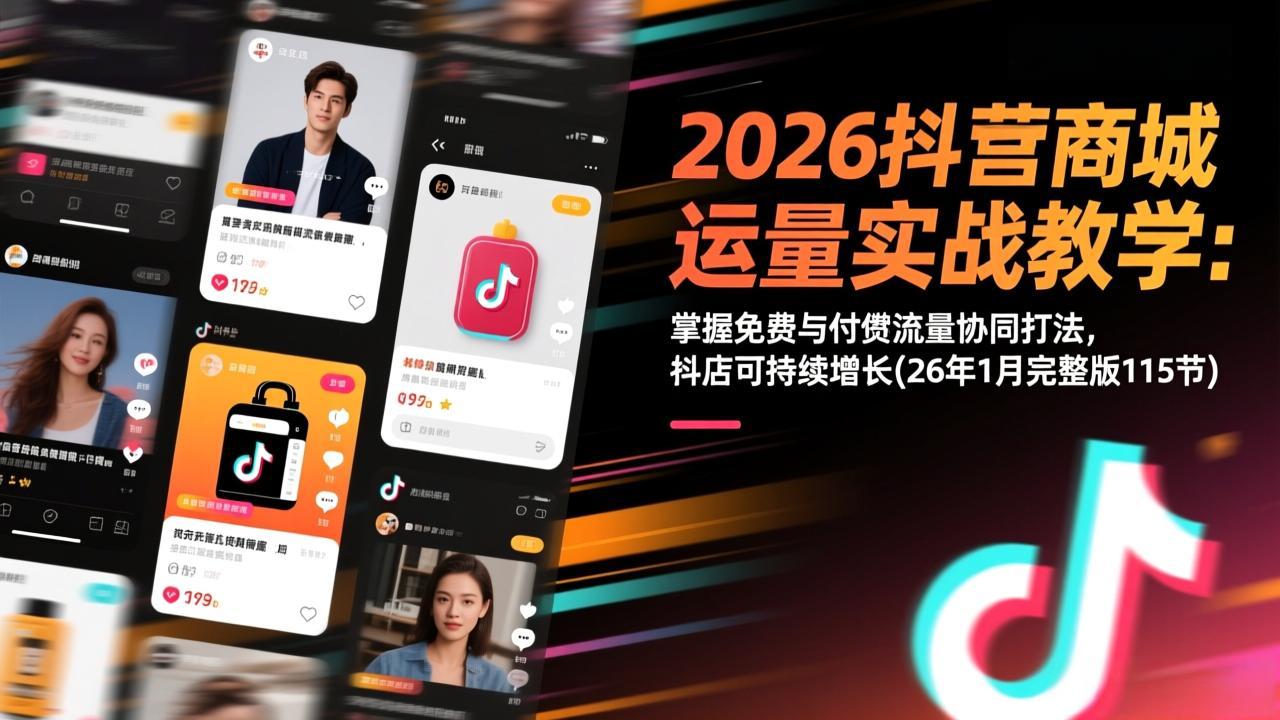 2026抖音商城运营实战教学：掌握免费与付费流量协同打法，抖店可持续增长(26年1月完整版115节-百川聊项目