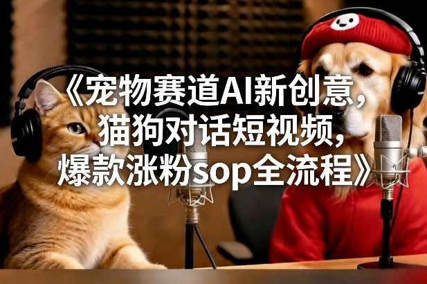 宠物赛道AI新创意，猫狗对话短视频，爆款涨粉sop全流程-百川聊项目