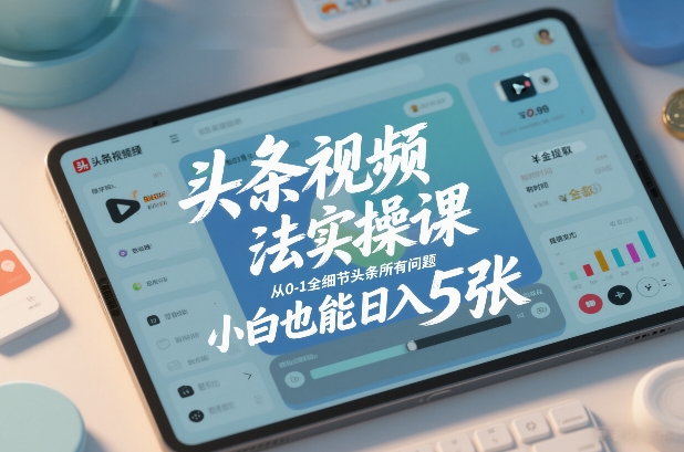 头条视频玩法实操课，从0-1全细节头条所有问题，小白也能日入5张-百川聊项目