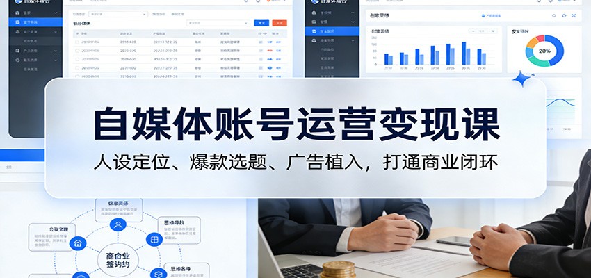 自媒体账号运营变现课：人设定位、爆款选题、广告植入，打通商业闭环-百川聊项目