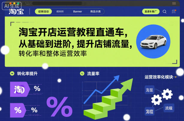 淘宝开店运营教程直通车，从基础到进阶，提升店铺流量，转化率和整体运营效率(更新26年1月)-百川聊项目