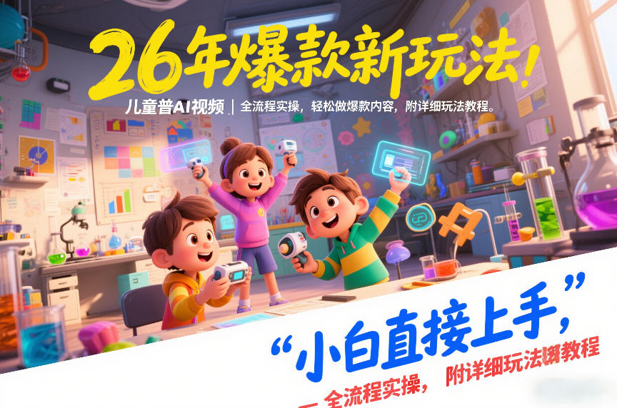 26年爆款新玩法，儿童科普AI视频，全流程实操，轻松做爆款内容，小白直接上手，附详细玩法教程-百川聊项目