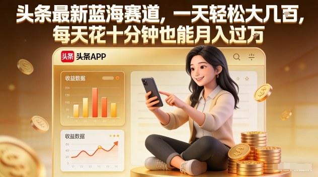 头条最新蓝海赛道，一天轻松大几张，每天花十分钟也能月入过1W【揭秘】-百川聊项目