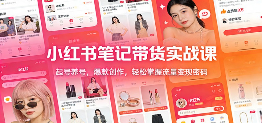 小红书笔记带货实战课：起号养号，爆款创作，轻松掌握流量变现密码-百川聊项目