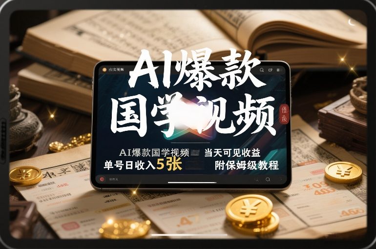 AI爆款国学视频,独家起号方法,小白直接上手,当天可见收益,单号日收入5张+附保姆级教程-百川聊项目