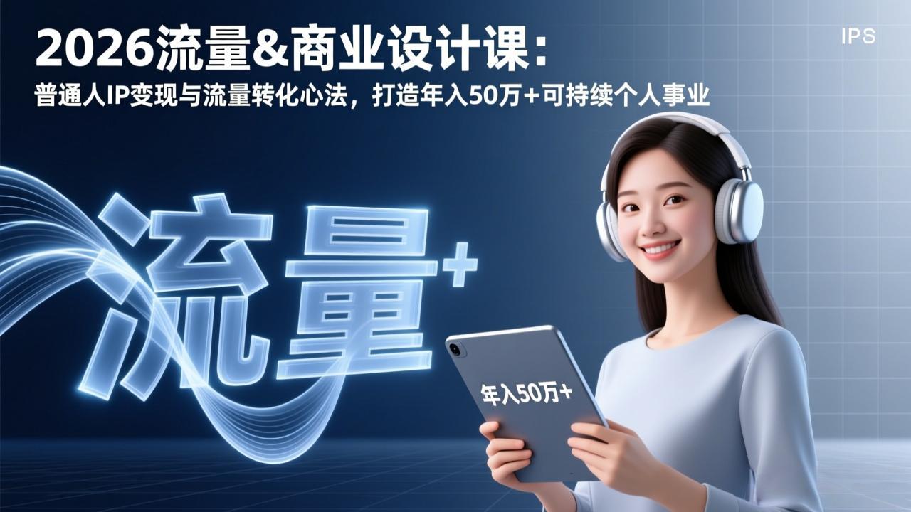 2026流量&商业设计课：普通人IP变现与流量转化心法，打造年入50万+可持续个人事业-百川聊项目