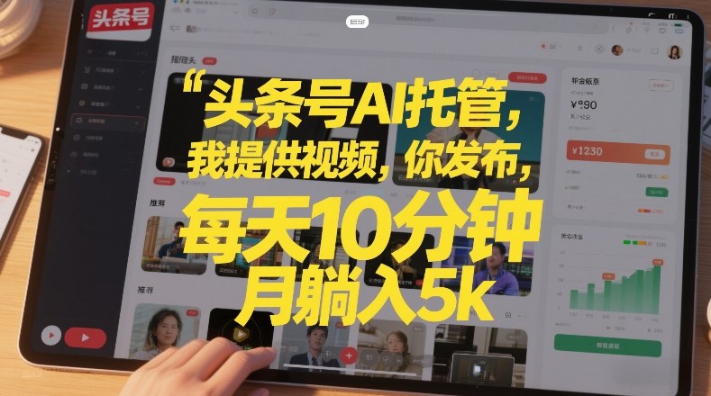 头条号AI托管，我提供视频，你发布，每天10分钟，月躺入5k+【揭秘】-百川聊项目