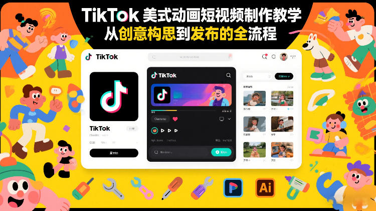TikTok美式动画短视频制作教学，从创意构思到发布的全流程-百川聊项目