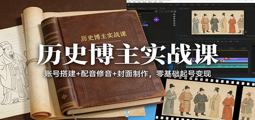 历史博主实战课:账号搭建+配音修音+封面制作,零基础起号变现-百川聊项目