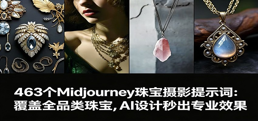 463个Midjourney珠宝摄影提示词：覆盖全品类珠宝，AI设计秒出专业效果-百川聊项目