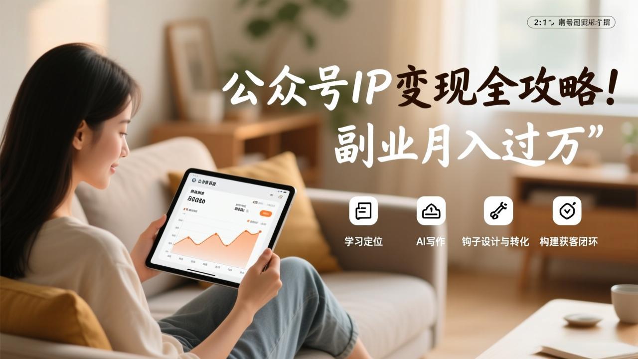 公众号IP变现全攻略，学习定位、AI写作、钩子设计与转化，构建获客闭环，副业月入过万-百川聊项目
