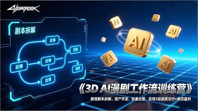 3D AI漫剧工作流训练营：教授剧本拆解、资产开发、批量出图，实现S级画质交付+稳定盈利-百川聊项目