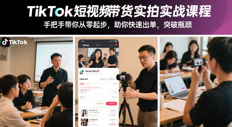 TikTok短视频带货实拍实战课程，手把手带你从零起步，助你快速出单，突破瓶颈-百川聊项目