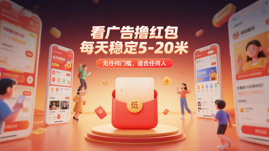 看广告撸红包，每天稳定5-20米，无任何门槛，适合任何人-百川聊项目