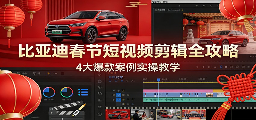 比亚迪春节短视频剪辑全攻略，4大爆款案例实操教学-百川聊项目