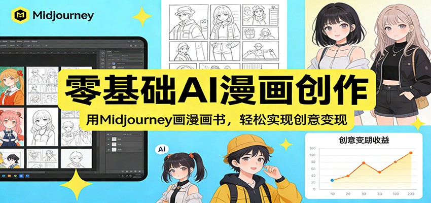 零基础AI漫画创作：用Midjourney画漫画书，轻松实现创意变现-百川聊项目