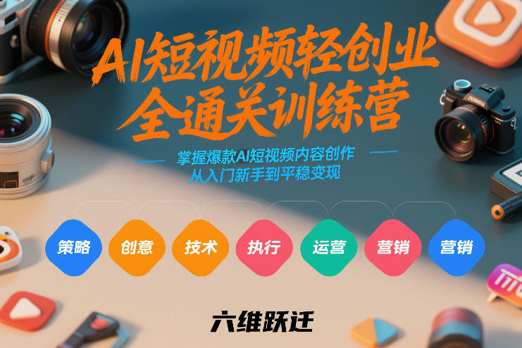 AI短视频轻创业全通关训练营，掌握爆款AI短视频内容创作，从入门新手到平稳变现的六维跃迁-百川聊项目