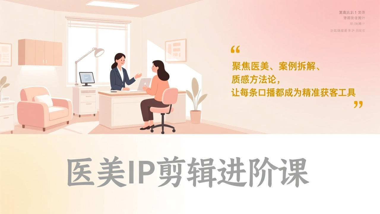 医美IP剪辑进阶课，聚焦医美、案例拆解、质感方法论，让每条口播都成为精准获客工具-百川聊项目