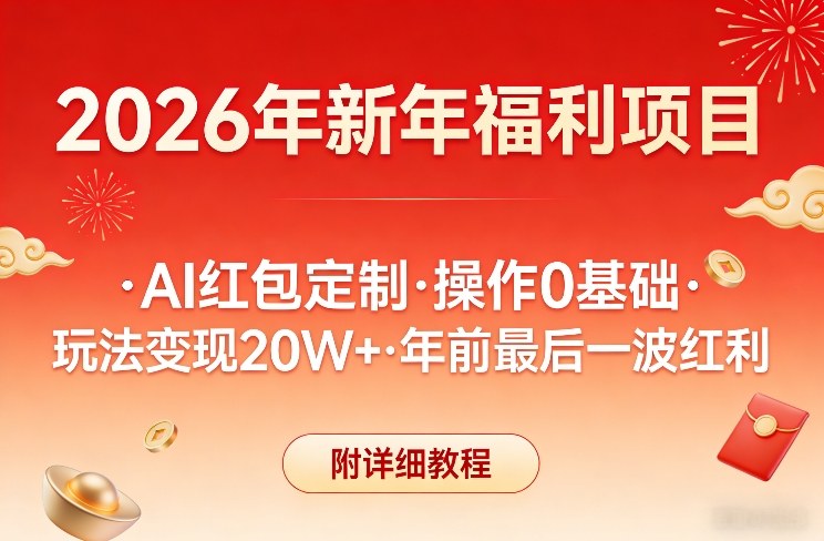 新年福利项目，AI红包定制，操作0基础，玩法变现20W+年前最后一波红利，附详细教程-百川聊项目
