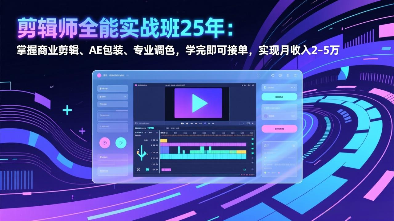 剪辑师全能实战班25年：掌握商业剪辑、AE包装、专业调色，学完即可接单，实现月收入2-5万-百川聊项目