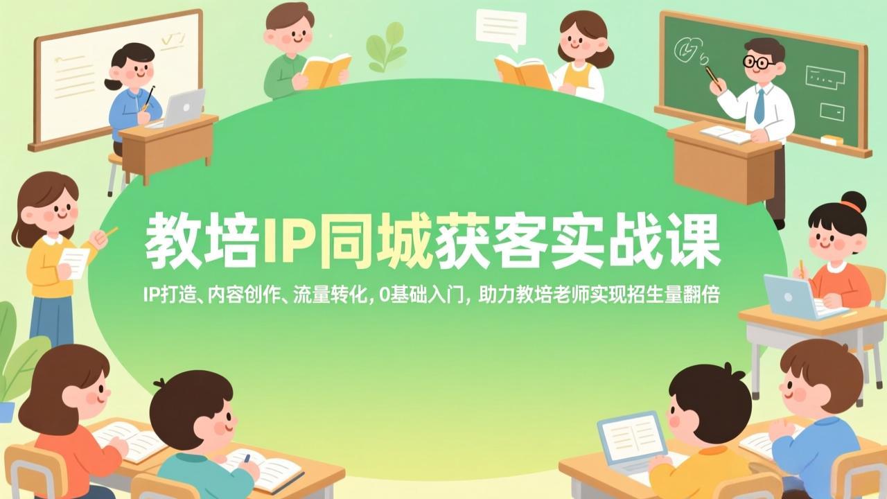 教培IP同城获客实战课，IP打造、内容创作、流量转化，0基础入门，助力教培老师实现招生量翻倍-百川聊项目