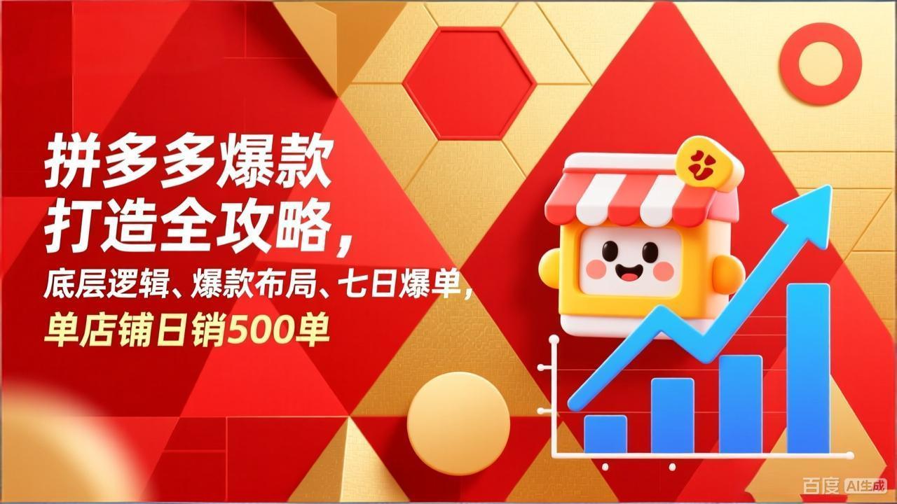 拼多多爆款打造全攻略，底层逻辑、爆款布局、七日爆单，单店铺日销500单-百川聊项目