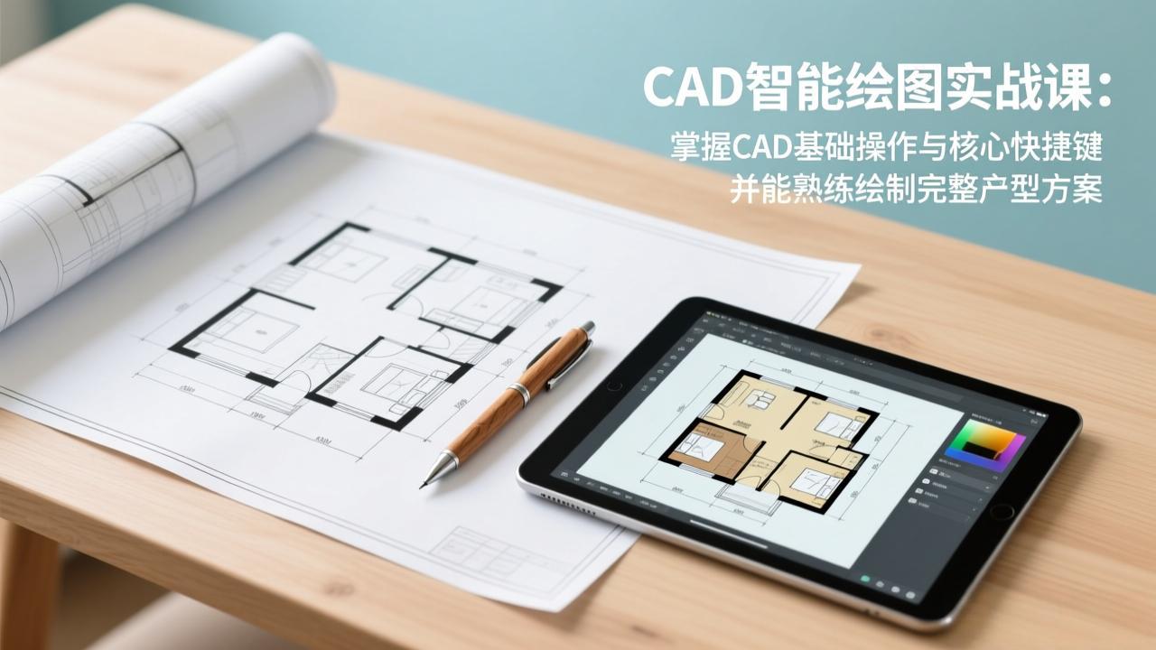 CAD智能绘图实战课：掌握CAD基础操作与核心快捷键，并能熟练绘制完整户型方案-百川聊项目