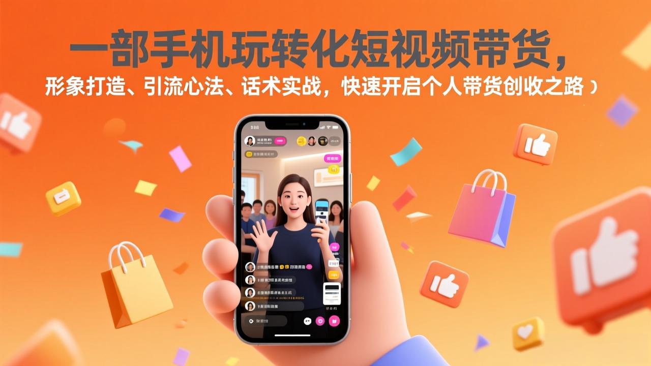 一部手机玩转化短视频带货，形象打造、引流心法、话术实战，快速开启个人带货创收之路-百川聊项目