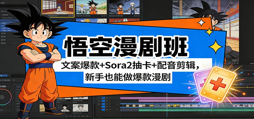 悟空漫剧班：文案爆款+Sora2抽卡+配音剪辑，新手也能做爆款漫剧-百川聊项目