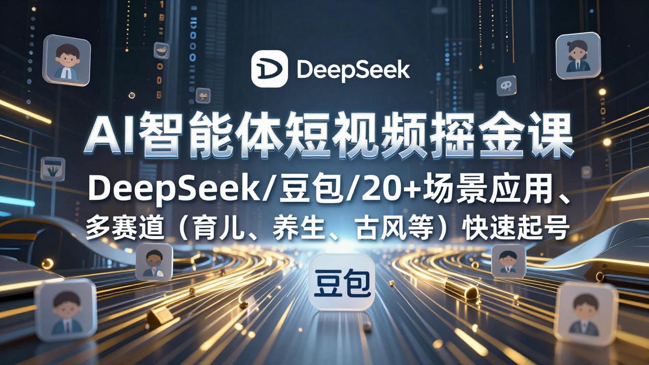 AI智能体短视频掘金课，DeepSeek/豆包/20+场景应用、多赛道(育儿、养生、古风等-百川聊项目