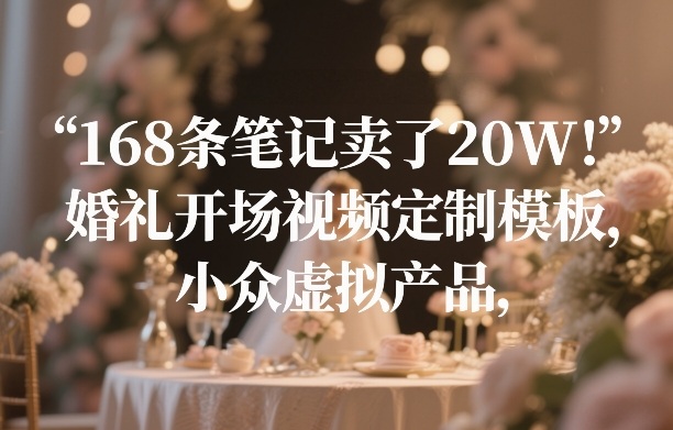 168条笔记卖了20W！婚礼开场视频定制模板，小众虚拟产品-百川聊项目