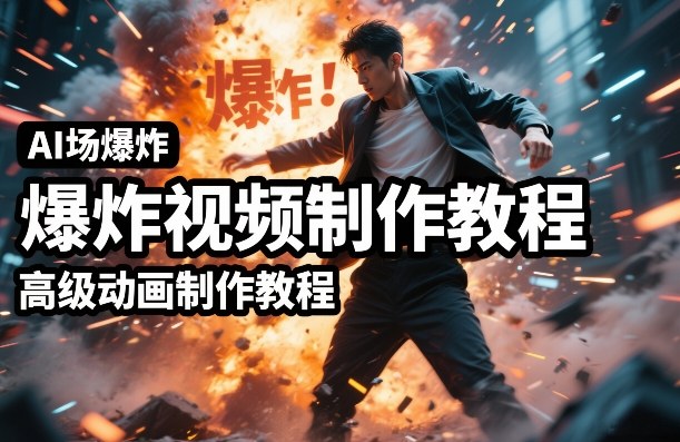 AI场景爆炸视频制作教程，利用人物实拍视频制作出高级的动画特效-百川聊项目