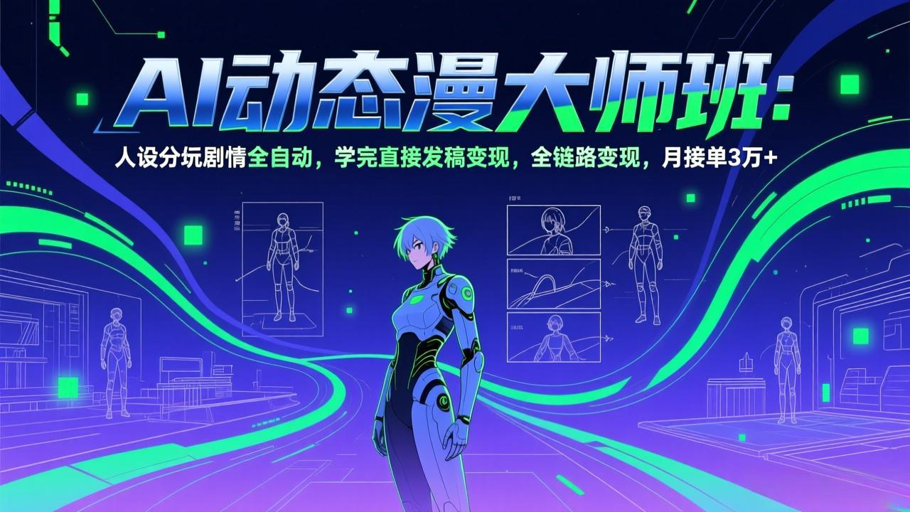 AI动态漫剧大师班：人设分镜剧情全自动，学完直接发稿变现，全链路变现，月接单3万+-百川聊项目