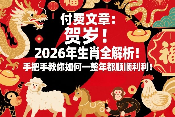 付费文章:贺岁!2026年生肖全解析!手把手教你如何一整年都顺顺利利!-百川聊项目