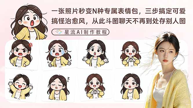 一张照片秒变N种专属表情包，三步搞定可爱搞怪治愈风，从此斗图聊天不再到处存别人图-百川聊项目