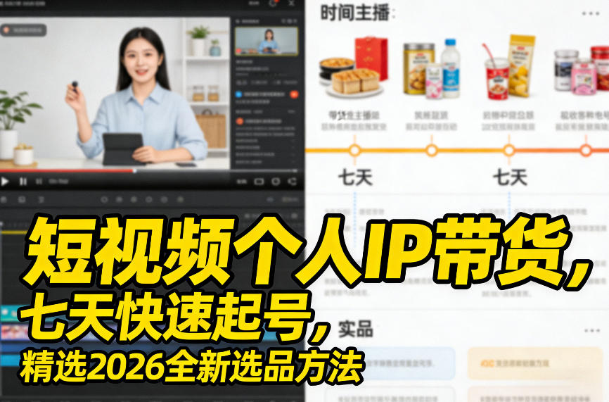 短视频个人IP带货,七天快速起号,精选2026全新选品方法-百川聊项目