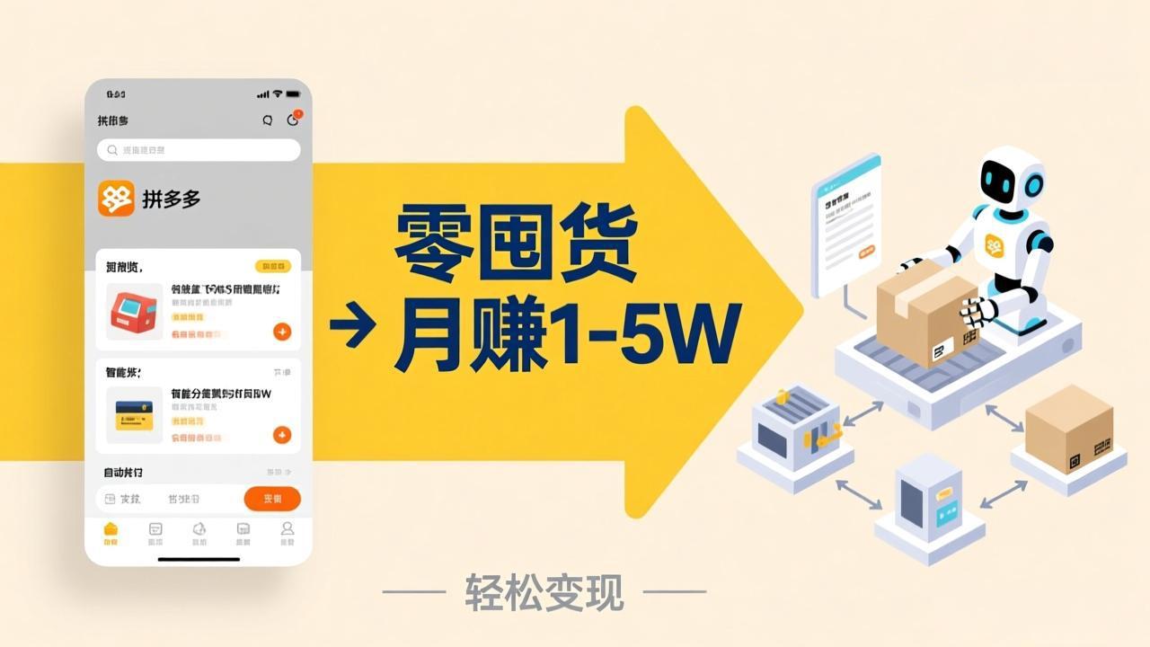 不用囤货不用跑单！拼多多虚拟玩法，机器人管理发货和客服，帮你月赚 1-5W-百川聊项目