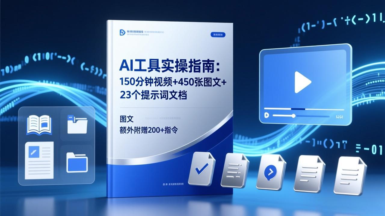 AI工具实操指南：150分钟视频+450张图文+23个提示词文档，额外附赠200+指令-百川聊项目