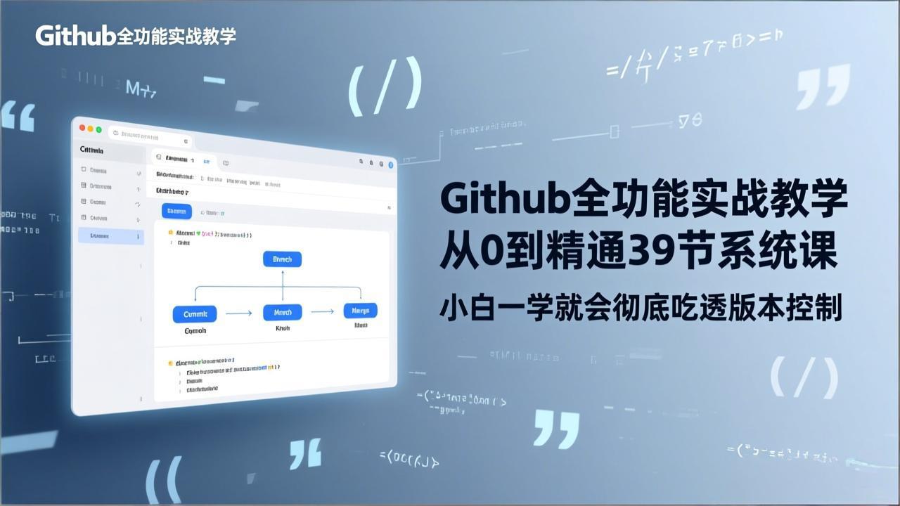 GitHub-全功能实战教学,从0到精通39节系统课,小白一学就会彻底吃透版本控制-百川聊项目