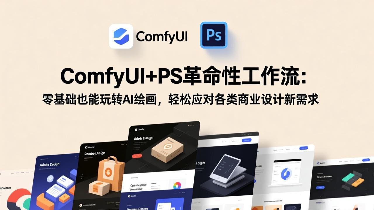 ComfyUI+PS革命性工作流：零基础也能玩转AI绘画，轻松应对各类商业设计新需求-百川聊项目