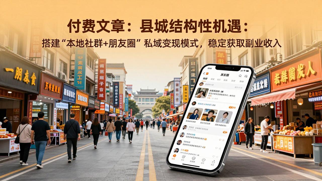 付费文章：县城结构性机遇：搭建“本地社群+朋友圈”私域变现模式，稳定获取副业收入-百川聊项目
