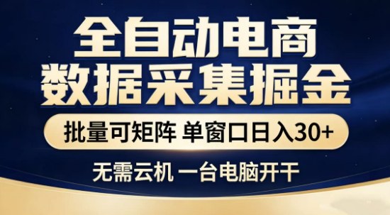 独家电商数据全自动采集项目，批量可矩阵，单窗口轻松日入3张+【揭秘】-百川聊项目