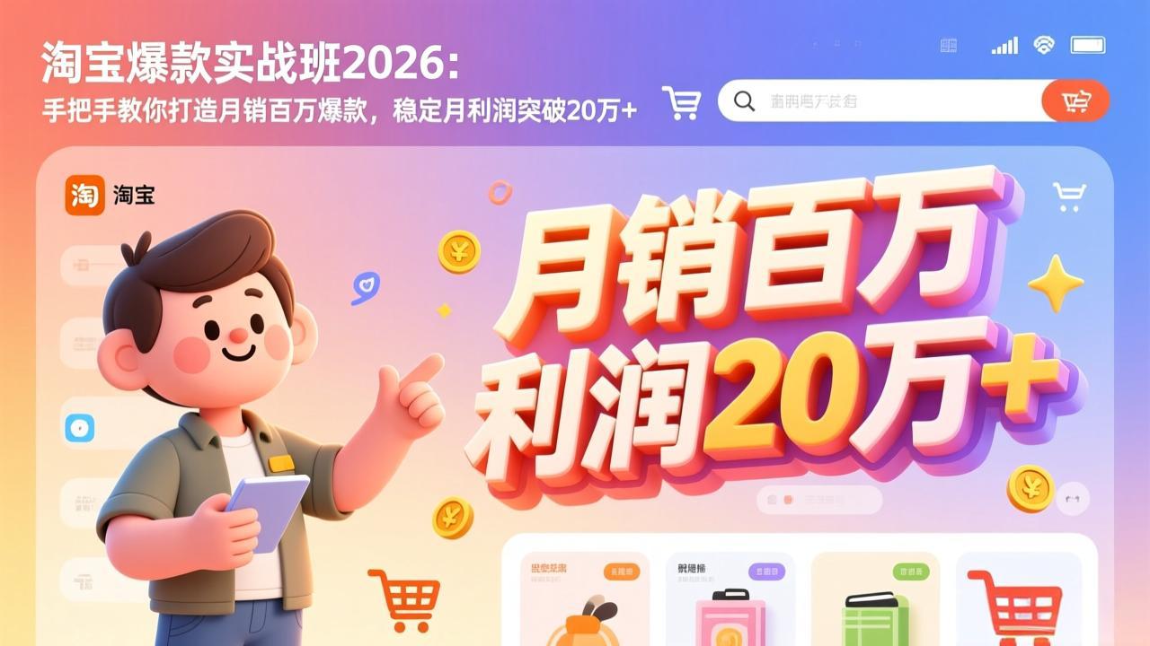 淘宝爆款实战班-2026年3月更新：手把手教你打造月销百万爆款，稳定月利润突破20万+-百川聊项目