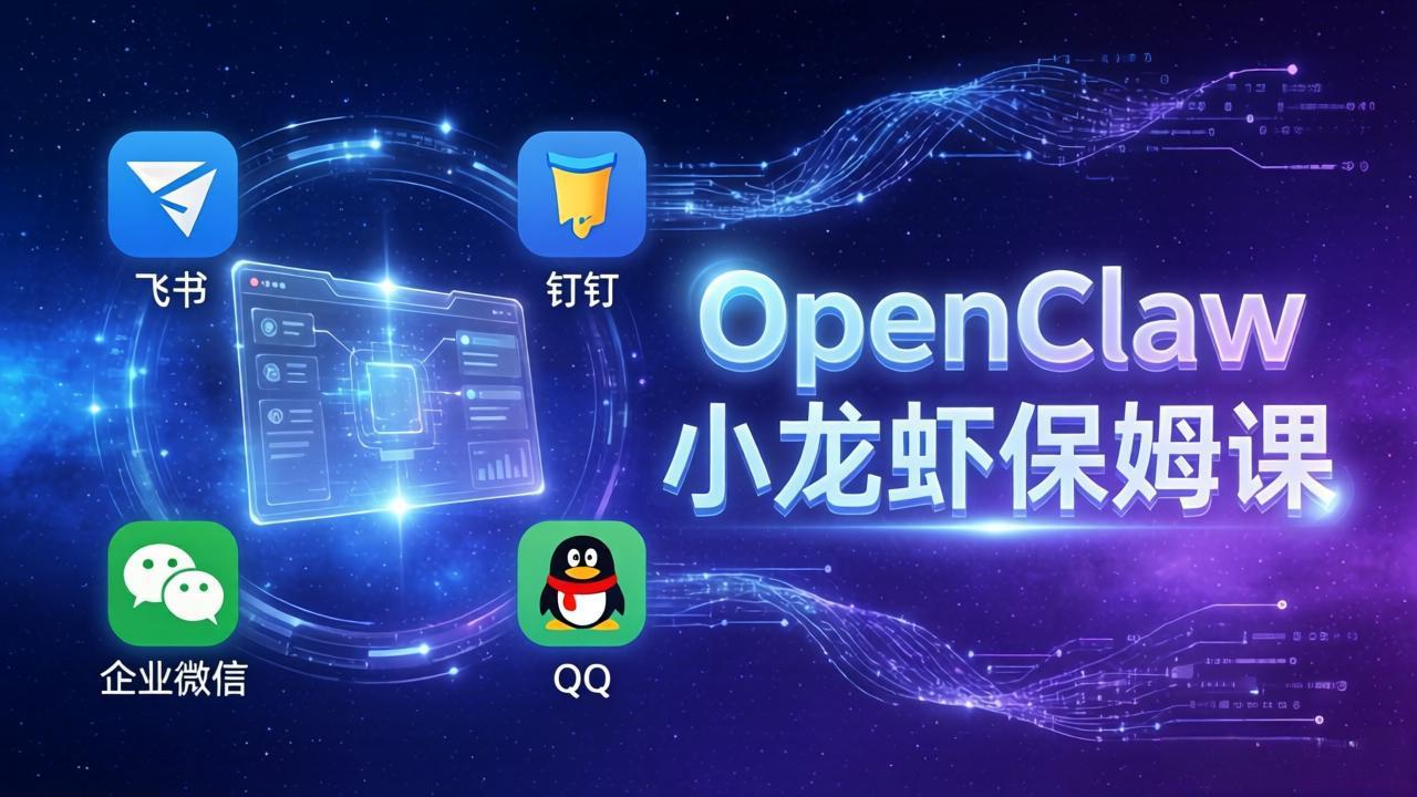 OpenClaw小龙虾保姆课： Windows/macOS/Linux/Docker全系统安装，飞书+钉钉+企业微信+QQ 全接入-百川聊项目