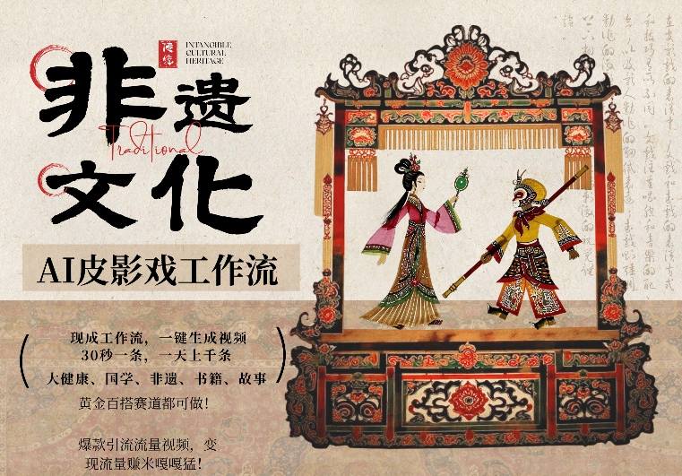 AI一键生成民俗文化非遗皮影戏视频，一刀不剪无需剪辑，30S一条，一天上百条，流量财富嘎嘎猛-百川聊项目