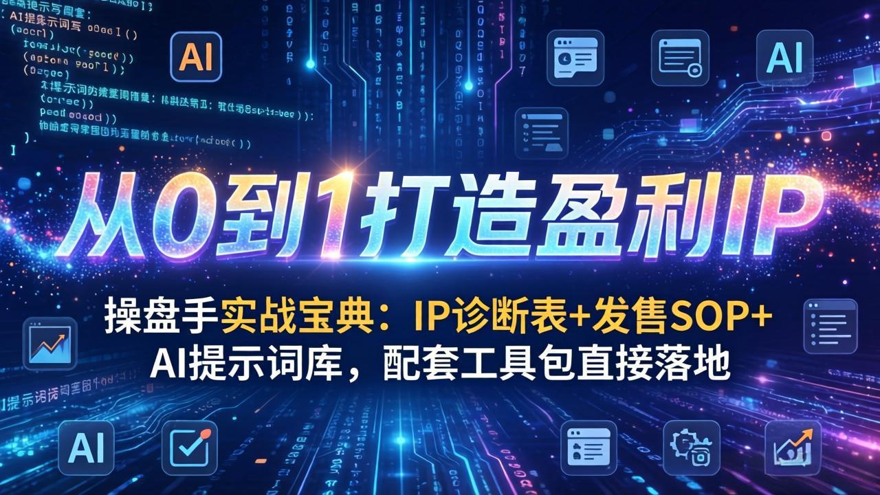 操盘手实战宝典：IP诊断表+发售SOP+AI提示词库，配套工具包直接落地，从0到1打造盈利IP-百川聊项目