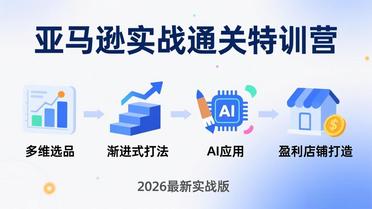 亚马逊实战通关特训营：2026年3月更新，多维选品+渐进式打法+AI应用，从0到1打造盈利店铺-百川聊项目