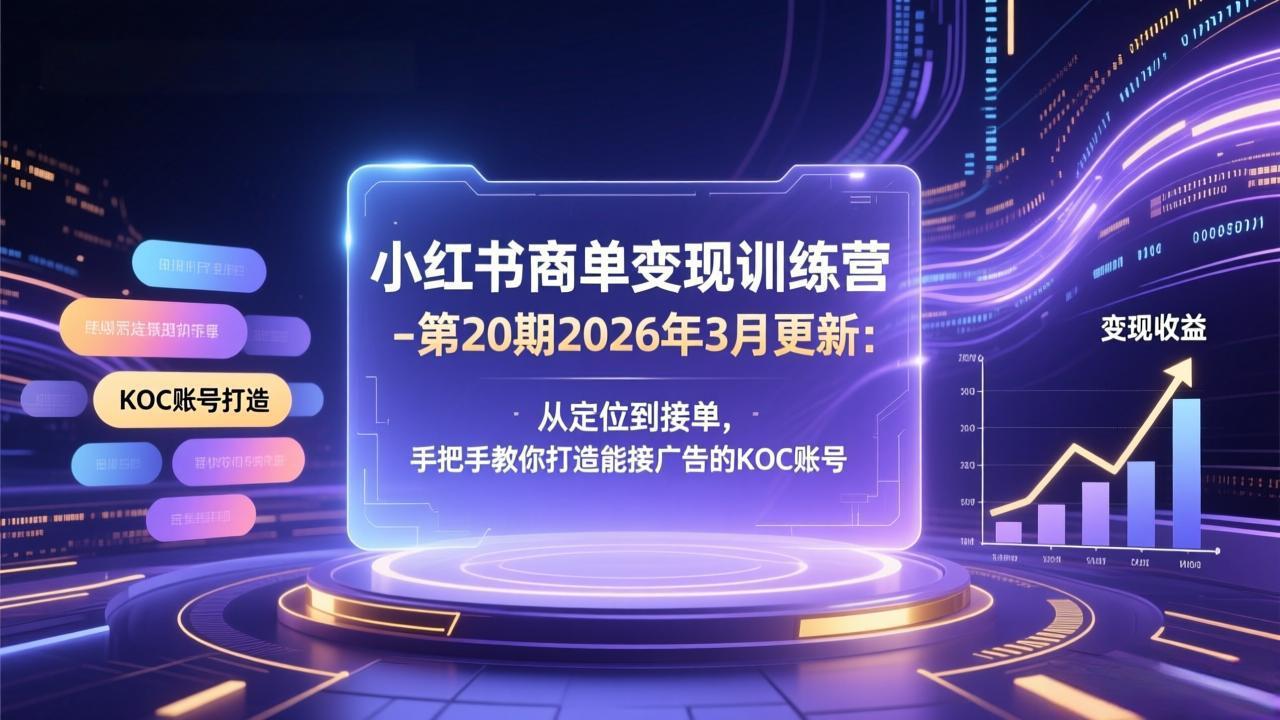 小红书商单变现训练营-第20期26年3月更新：从定位到接单，手把手教你打造能接广告的KOC账号-百川聊项目