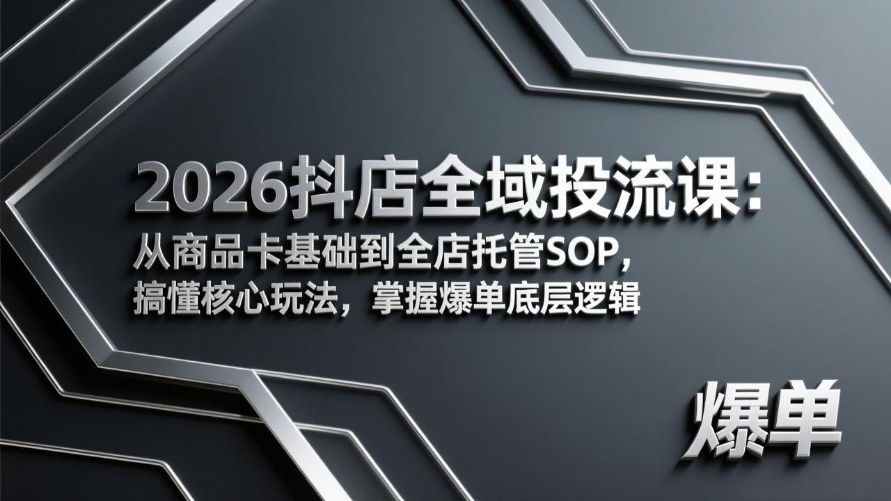 2026抖店全域投流课：从商品卡基础到全店托管SOP，搞懂核心玩法，掌握爆单底层逻辑-百川聊项目
